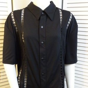 LIP SERVICE Peekaboo Lace Snap Shirt Black - L LG